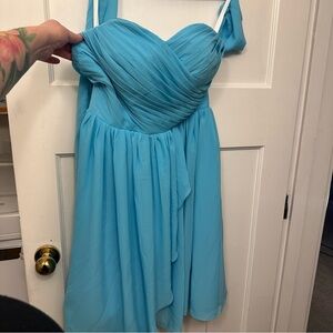 ⭐️ Small Chic Strapless Turquoise Dress